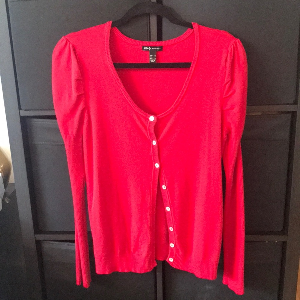 MNG by Mango puffy sleeves red cardigan